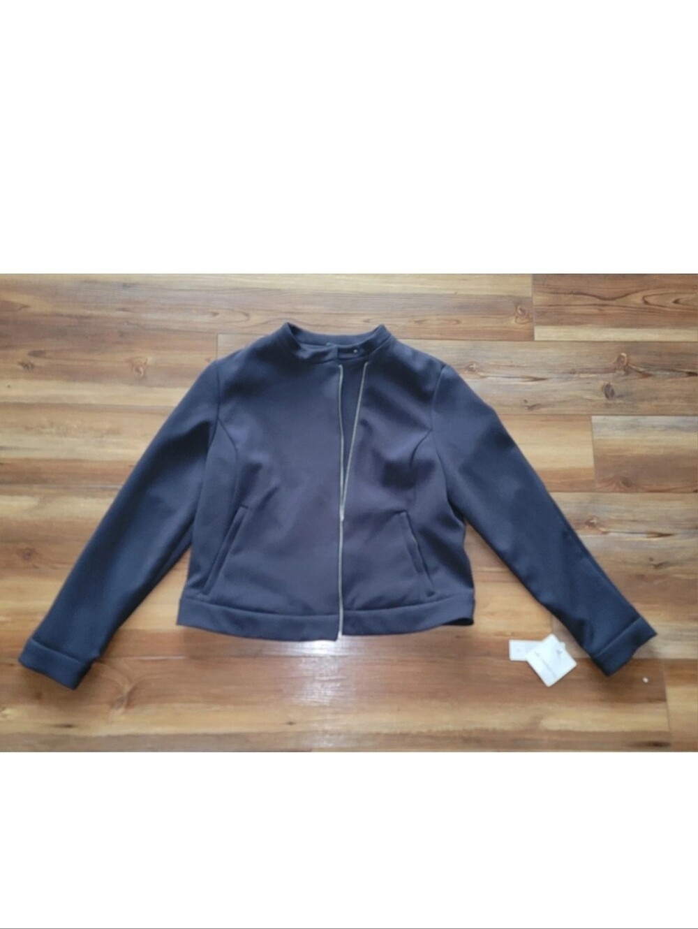 NWT Liz Claiborne Navy Blue Zip Up Knit Bomber Jacket Large